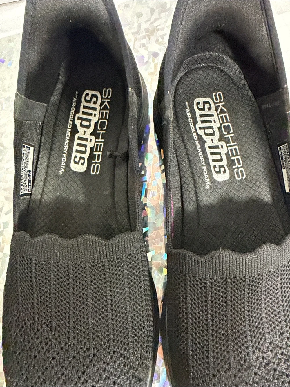 Skechers Black Slip-On Knit Flats for Women